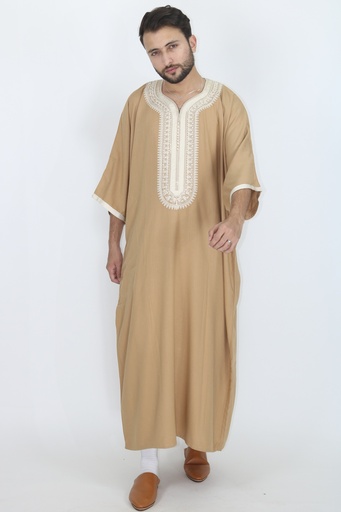 Gandoura Men Linen Chargé